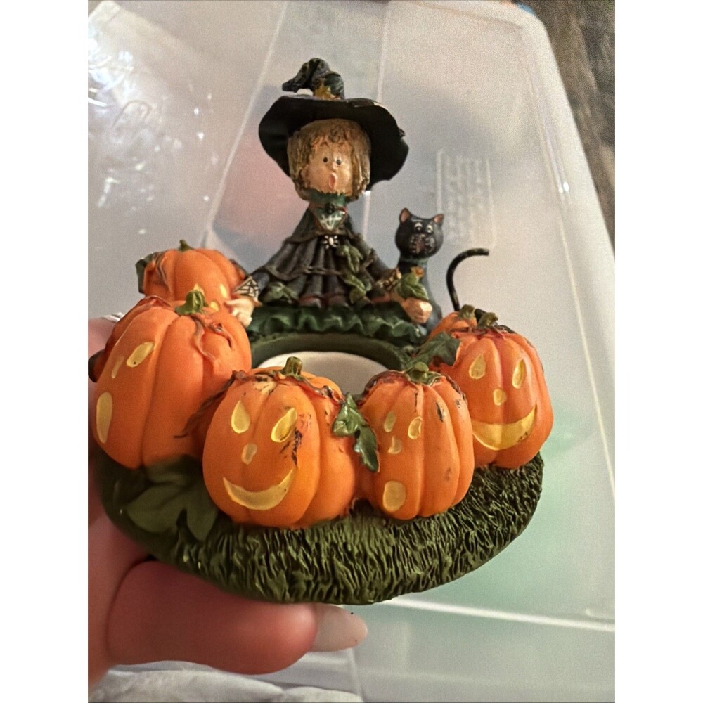 The Kathy Hatch Collection Candle Capper Halloween Witch Pumpkin Design